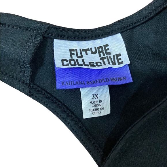 Future Collective by Kahlana Barfield Brown Black Long Sleeve Cutout Back, 3X - Picture 5 of 11